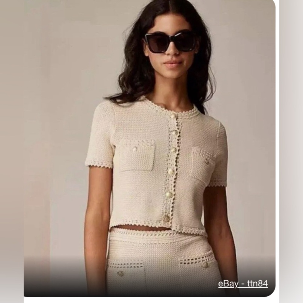 J crew toasted cream Short-sleeve sweater lady jacket